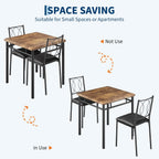 IDEALHOUSE Space-Saving Dining Table Set for 2 – 3-Piece Farmhouse Wooden Table & Upholstered Chairs – Easy to Clean, Ideal for Apartments & Breakfast Nooks – Compact Dining Furniture – Vintage Color