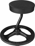 Fitness Seat, ADHD Chair Stool, Stability, Balance, Yoga, Ergonomic Health Stool with Non-Slip Base and Washable Seat Cover - Black (Black, 19″)