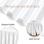 SGI bedding Dorm Bed Skirt Twin XL 32 Inch Drop Length - White, Ruffled Pattern College Dorm Room Bed Skirts - Split Corner, Easy Care, Wrinkle Free 1800 Series Microfiber Bed Skirt