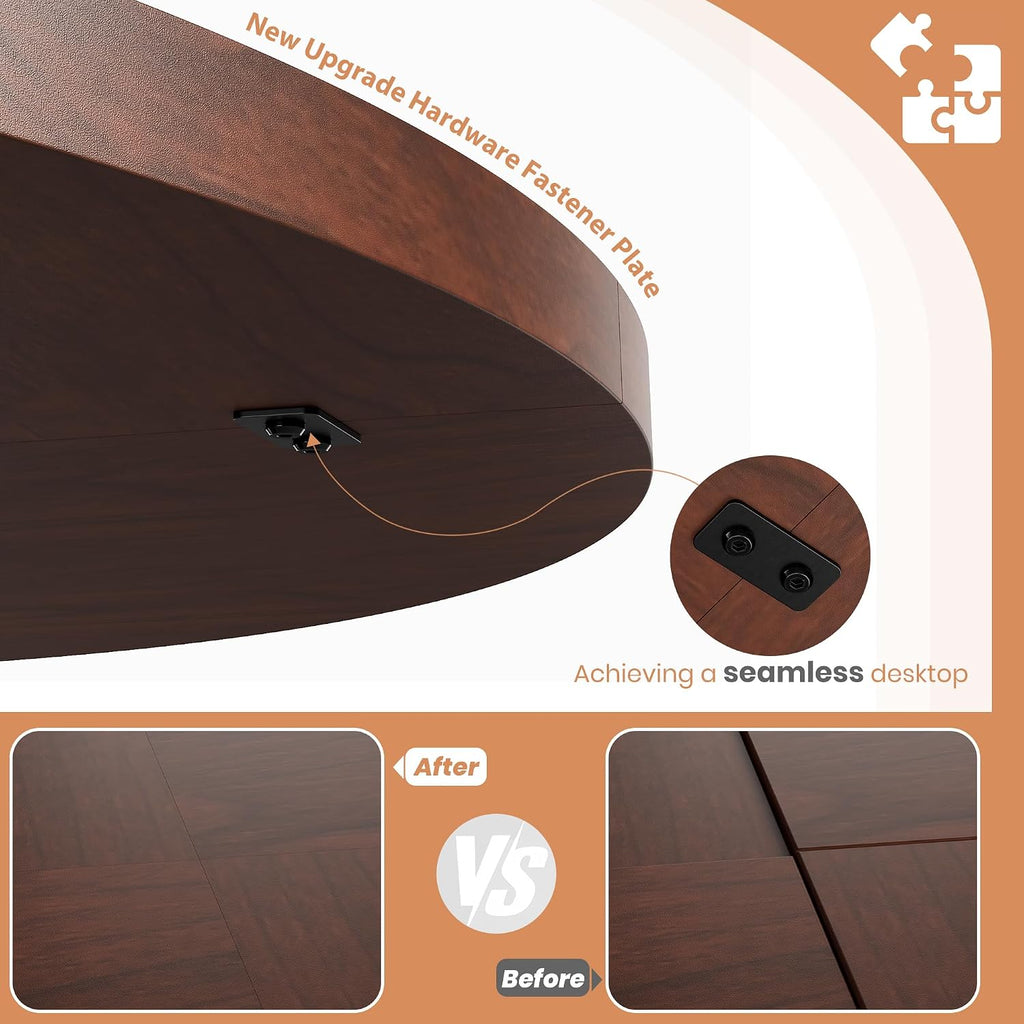 Garvee Round Dining Table for 4-6 People - 47" Circle Kitchen Dinner Table with Sturdy Pedestal Base, Small Spaces Dinning Room Furniture for Living Room, Kitchen, Apartment, Walnut
