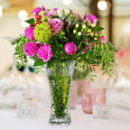 CS Crystal Vase 12-inch high, Sunshine Design, for Flowers & Decor. Lovely Nice Shiny Piece. Perfect as a Gift, Suitable for All Occasions.