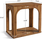 Tribesigns Arched Side Table, 2-Tier Farmhouse Solid Wood End Table with Bottom Shelf, Wooden Night Stand for Living Room, Bedroom, Rustic Brown