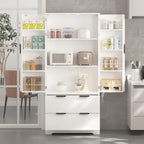 Polibi 72" Freestanding Fluted Kitchen Pantry Cabinet with 2 Large Drawers & 8-Door Spice Rack, Storage Organizer for Dining Room, Office, Entryway, or Hallway (White)