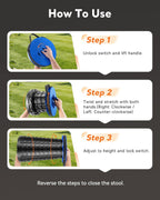 Height Adjustable Foldable Stool Chair - Collapsible Stool for Waiting in Line - Portable Folding Camping Stool, Compact Collapsible Seat for Fishing, Hunting, Patio, Camping, Party & Gathering(Blue)