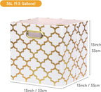 Posprica 13x13x13 Storage Cube Bins, Collapsible Storage Bins Fabric Storage Cubes Organizer Baskets Box Drawers for Shelves, Closet, Wardrobe, Bookshelf, Cabinet, Cream/Gold Lantern, 4 Pack