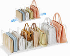 Dmevkic Extendable Purse Organizers Purse Storage. Length 16-28 in. Bag Organizer Purse Holder for Closet with 8 Adjustable Shelf Dividers Patent Pending
