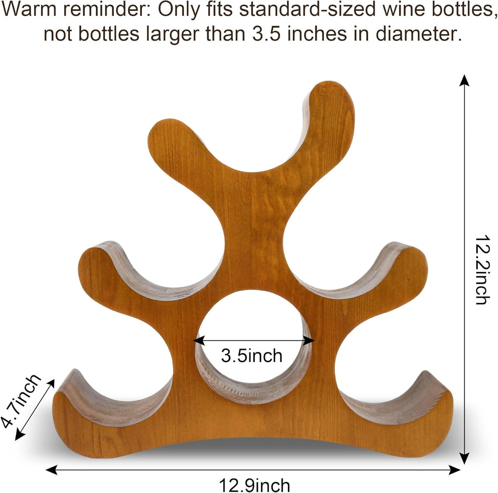 Countertop Wine Rack - 6 Bottle Wooden Wine Rack - Freestanding Wine Bottle Holder Stand - Wine Storage Rack for Cabinet Pantry Bar Kitchen