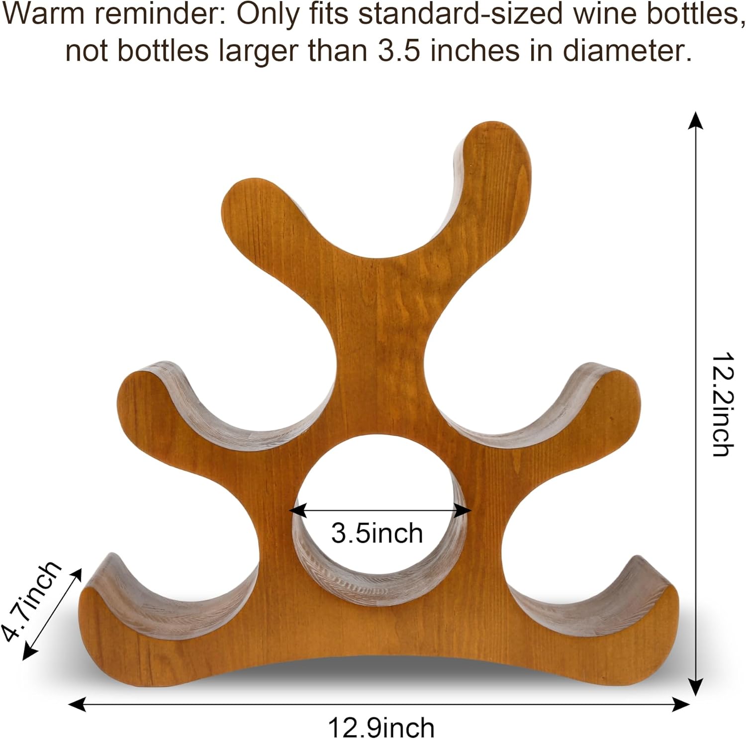 Countertop Wine Rack - 6 Bottle Wooden Wine Rack - Freestanding Wine Bottle Holder Stand - Wine Storage Rack for Cabinet Pantry Bar Kitchen