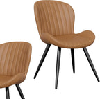 Nalupatio Dining Chairs Set of 2, Modern Dining Room Chairs Comfy Backrest Thick Upholstered Kitchen Chairs 19IN Height with Metal Legs Brown