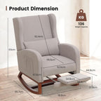 Nursery Rocking Chair，Rocking Chair with Foot Rest,Nursery Rocker Comfy Glider Nursing Chair with Back Pillow for Living Room,Bedroom,Linen Light Grey