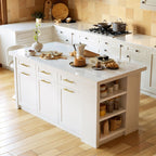 homary Kitchen Island with Bar Stools Set,71" White Kitchen Island with Seating,Sintered Stone Top & Drawers,Freestanding Multifunctional Island Table with 2 Chairs