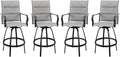 Vongrasig 4 Piece Outdoor Patio Swivel Bar Chairs, All Weather Padded Sling Textile High Top Bar Stools, Bistro Set for Backyard, Lawn Garden, Balcony, Padded Light Gery