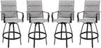 Vongrasig 4 Piece Outdoor Patio Swivel Bar Chairs, All Weather Padded Sling Textile High Top Bar Stools, Bistro Set for Backyard, Lawn Garden, Balcony, Padded Light Gery