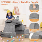 LOAOL Modular Kids Play Couch, Soft Foam Kids Couch, Convertible Playroom Furniture Indoor, Creative Open Ended Play for Boys and Girls, Washable & Removable Cover