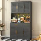 71" Tall Kitchen Pantry Cabinet with 6 Adjustable Shelves, Large Capacity Kitchen Hutch Storage Cabinet with Microwave Stand, 2 Storage Drawers for Dining Room, Kitchen