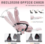 Massage Office Chair with Foot Rest 6 Points Vibration and Heat Home Office Desk Chairs for Heavy People 400lbs Reclining Managerial Chairs Ergonomic Executive Chair (Pink)