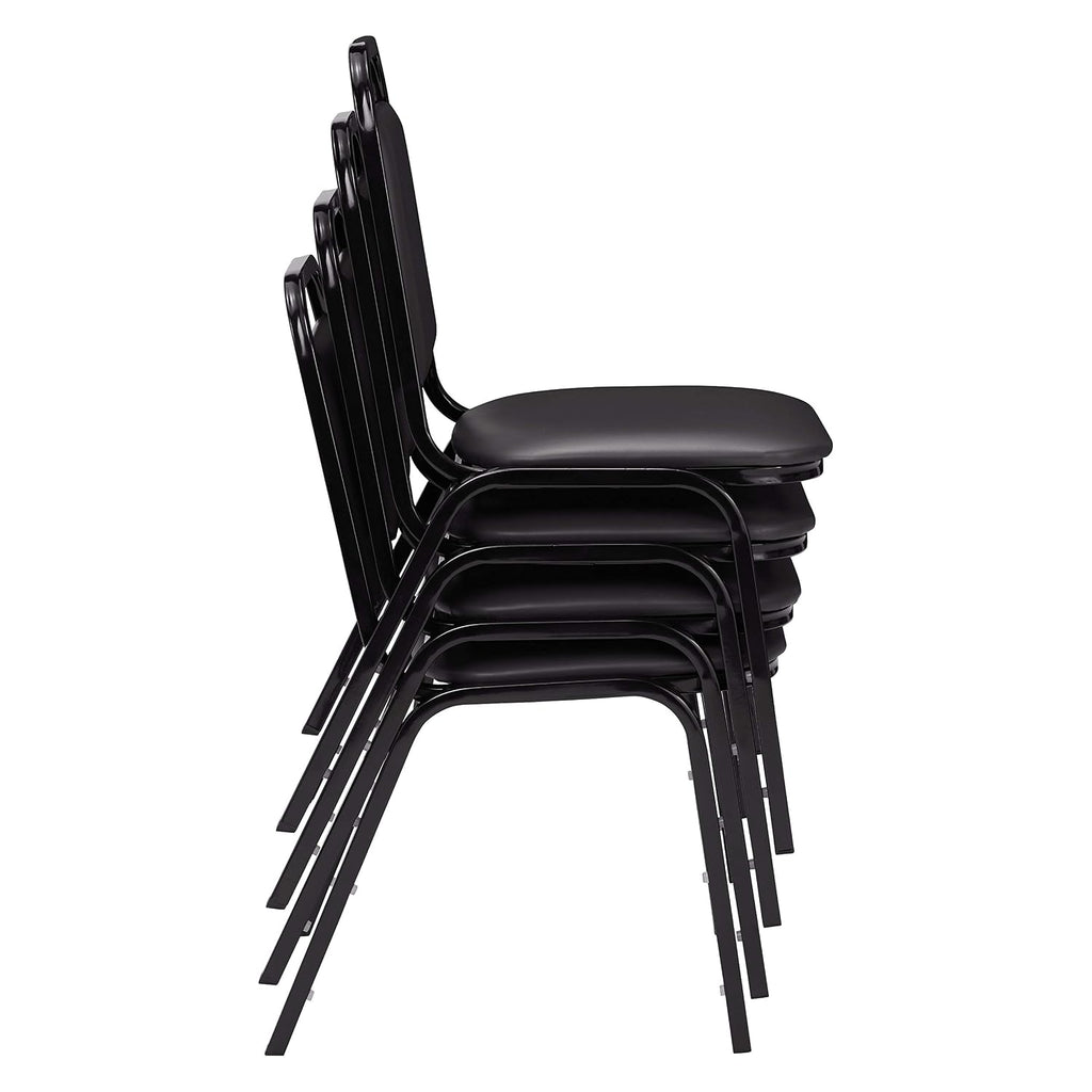 National Public Seating NPS 9100 Series Vinyl Stacking Chair, Panther Black/Black, 4/Pack (9110-B/4)