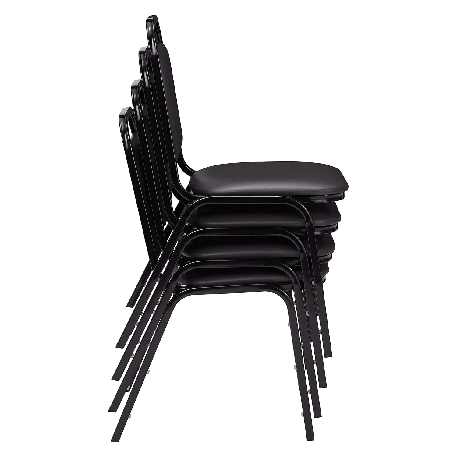 National Public Seating NPS 9100 Series Vinyl Stacking Chair, Panther Black/Black, 4/Pack (9110-B/4)