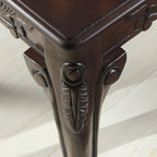 Traditional Dark Cherry Wood End Table for Living Room, Vintage Wooden Side Table with Ornate Detailing and Claw Feet