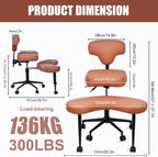 Ergonomic Criss Cross Chair for ADHD, Height Adjustable 47.5-59cm, Dual-Layer Cushion Converts to Regular Seat, PU Leather, Wheels, Adjustable Backrest 90-120°, Perfect for Home Office Meditation