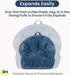 Delta Children - Serta Kids Plush Barrel Toddler Chair, Soft Foam Chair Bean Bag Chair Alternative for Boys and Girls, Cozy Seat for Reading, Watching Cartoons, Playroom Nursery Bedroom, Denim Blue