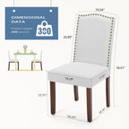 DUMOS Dining Chairs Set of 6, Farmhouse Fabric Upholstered Kitchen Chairs with Wooden Legs and Padded Seat, Modern Accent Chair for Dining Room, Kitchen, Living Room, Restaurant, Light Grey