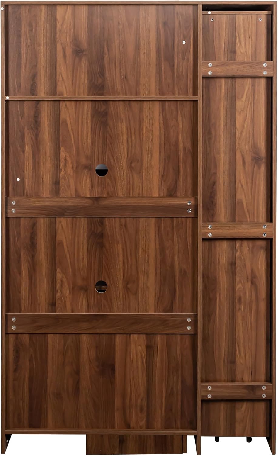 LUMISOL Farmhouse Kitchen Hutch with Pull-Out Multi-Tier Storage Shelf, with 4 Doors, Kitchen Pantry Cabinet Storage Cabinet for Living RoomDining Room, Walnut