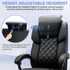 HOFFREE Executive Office Chair with Adjustable Lumbar Support High Back Computer Chair with Adjustable Headrest Reclining Home Office Desk Chair with Foot Rest,Black