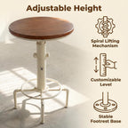 Topower Industrial Bar Table 32.3-38.2" Adjustable Pub Table Kitchen Dining Coffee Bistro Table (Antique White)