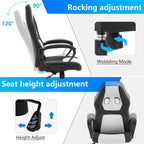 PayLessHere Gaming Chair Office Chair with Support Adjustable Ergonomic Pu Leather Racing Lumbar Massage Headrest Armrest Task 360° Swivel Computer Chair for Women Men Adults，White