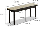 47.24" Modern Oak Wood Dining Bench with Woven Rattan Seat Solid Wood Entryway Bench for Bedroom End of Bed Living Room, Black