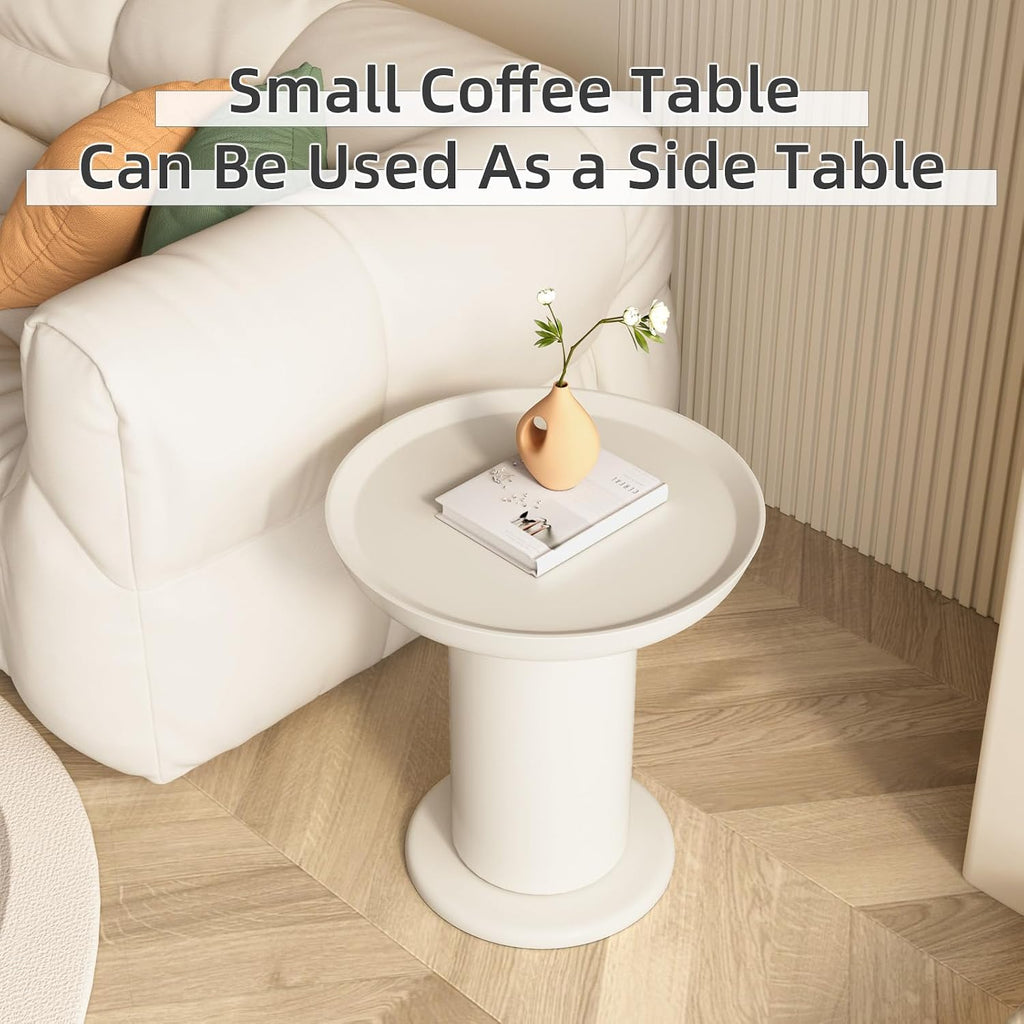 End Table,Accent Table Ideal for Any Room-Side Table Living Room,Side Tables Bedroom,end endTable Cream White for Indoor