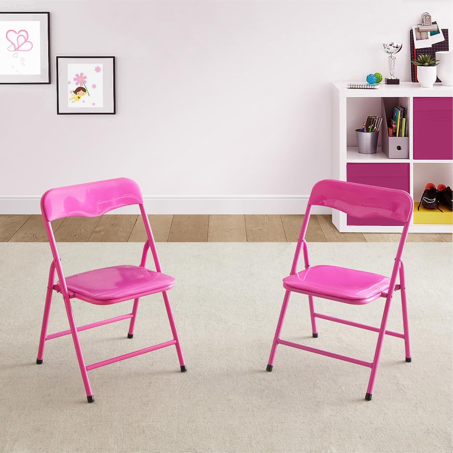 Heritage Kids Padded Folding Chair for Kids, Set of 2, Pink, Ages 3+