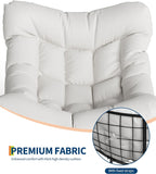 GarveeLife Outdoor Papasan Rocking Chair, Oversized Rocking Chair with Sturdy Metal Frame, Patio Egg Rocker for Balcony Backyard Porch Bedroom, White