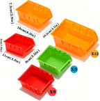 30-Bin Wall Mounted Storage Bins Kit, Tool Organizer Rack, Garage Hardware Organizer, Parts Storage Bins, DIY Combination(Red & Green & Orange Type)