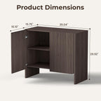Fluted Sideboard Buffet Cabinet with Storage, 2-Door Wood Entryway Table with Curved Legs & Adjustable Shelves, Coffee Bar Cabinets for Living Room, Kitchen & Bedroom (Dark Walnut)