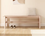 EALSON Solid Wood Bench Modern Farmhouse Entryway Bench 55” Long Dining Benches Seat End of Bed Benches for Bedroom, Kitchen, Hallway, Living Room, White Wash