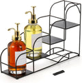 Noamus 4-Tier Syrup Bottle Holder, Iron 4 Compartment Bottle Organizer Rack, 16" Countertop Display Storage Shelf Bottle Stand, Metal Coffee Bar Organizer for Dressing, Wine, Juice, Kitchen, Black