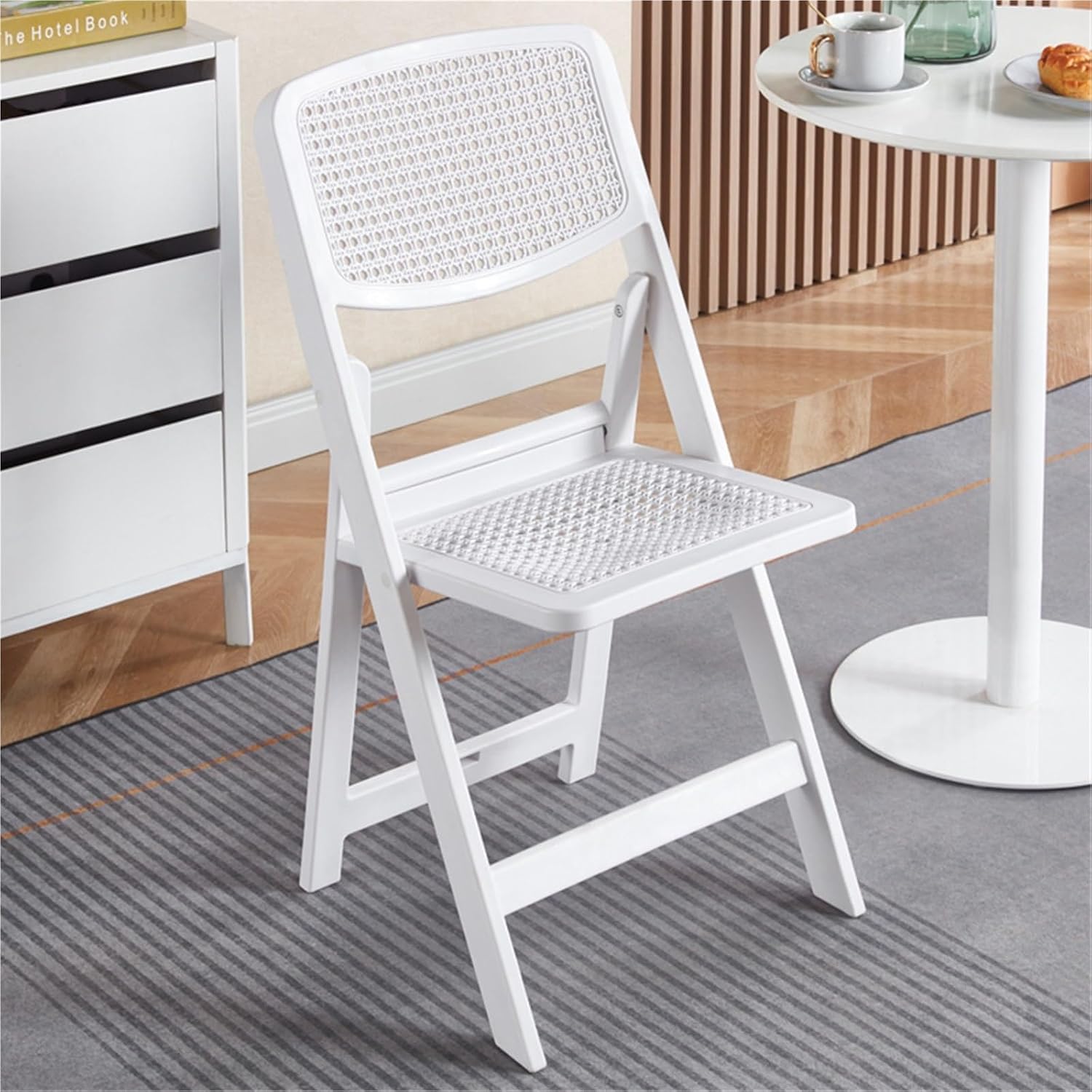 2 Pack White Plastic Folding Chair, Indoor Outdoor Portable Seat with for Events Office Wedding Party Picnic Kitchen Dining(Color2)