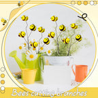 Suncalla 12 Pcs Felt Bee Stems What Will Baby Bees Birthday Party Decor DIY Felt Honeybee Branch Pick for Tree Vase Filler Home Centerpiece Farmhouse Baby Shower Crafts (Bee)