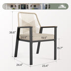 SUNSHINE VALLEY Patio Dining Chairs Set of 8, Heavy-Duty Woven Rope Outdoor Chairs with Waterproof Cushion and Wrought Iron Frame, All-Weather Outside Seating for Kitchen Garden Deck Backyard