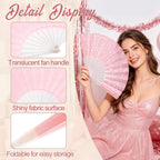 24 Pcs Folding Hand Fans for Dancing,Glitter Handheld Fans, Folding Fans Bulk, for Wedding, Festival, Dance, Tea Party, Club, EDM Decoration(Mixed Colors(Gold+Silver+Pink))