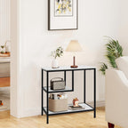 AT-VALY End Table Set of 2, 3-Tier Small End Table, Nightstand for Living Room, Bedroom, Office, Bathroom (Black)