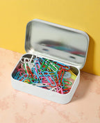 Small Metal Box With Lid-Cookie Tins Metal Tins With Lids Lens Wipes Storage Container Mini Portable Box,Empty Hinged Tin,For Organize Mint Candy Jar,Sewing (White, 6 Pcs 3.7" x 2.4" x 0.9")