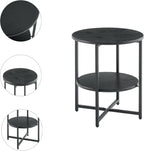 Round Wooden Tray Side Table, Foldable Metal Frame Coffee Table, Snack Tray, Living Room Coffee Table, Suitable for Bedrooms, Studies, Living Rooms and Terraces, 22" W x 22" D x 26" H (Black)