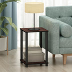 Furinno Turn-N-Tube Toolless Assembly Side Table Set of 2, Stackable 2-Tier Brown End Table with Open Shelf, Night Stand, Bedside Table, for Living Room, Bedroom, Cherry Oak