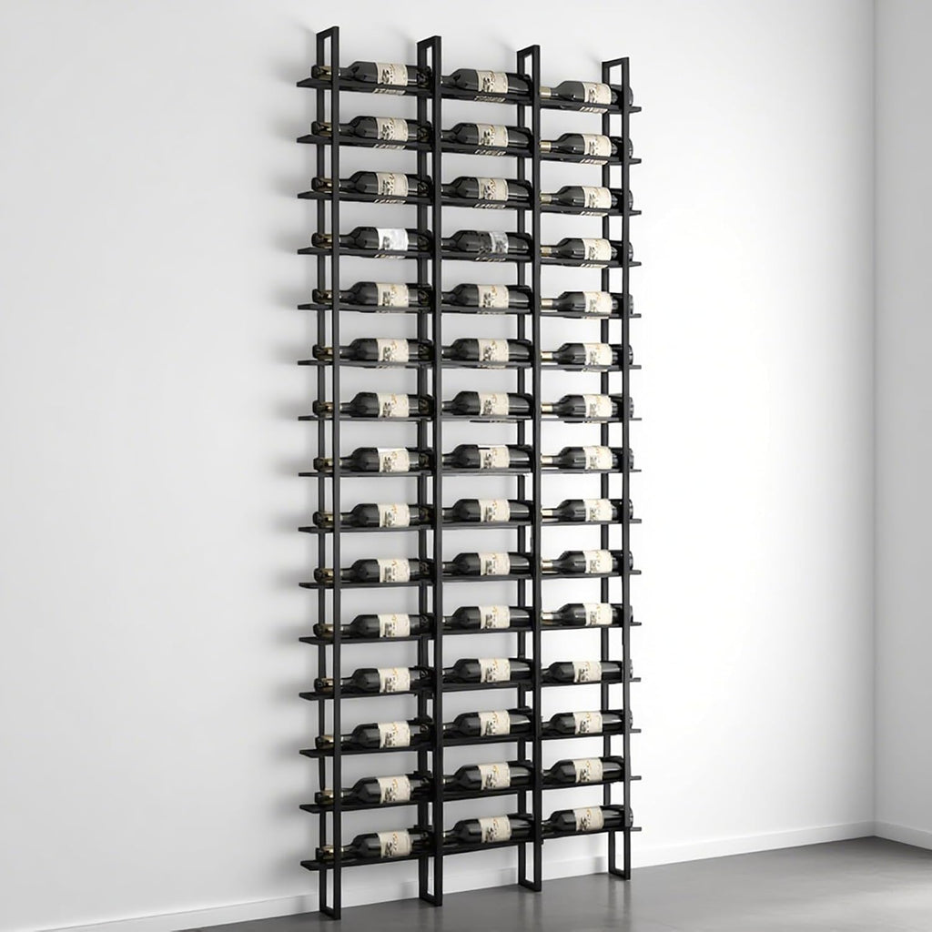 Large Wall Mount Wine Rack, 16 Tier 48 Bottle Wine Storage Organizer Display Holder, Metal Liquor Display for Wine Cellars, Home Bars, Kitchens, and Dining Rooms