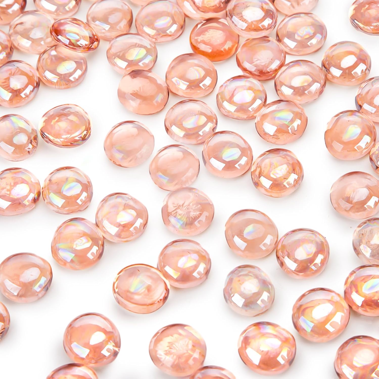 DomeStar 1LB Flat Glass Marbles, Champagne Decorative Marbles for Vases Aquarium Pebbles Fish Tank Rocks Vase Fillers DIY Crafts Table Scatter Decor
