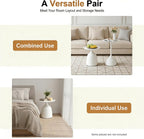 Modern Round Side Table Set of 2, Metal Nesting End Tables White/Black Minimalist Accent Tables Pedestal Coffee Table for Living Room Bedroom Office (White)