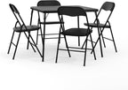 EMMA + OLIVER 5-Piece Multipurpose Folding Card Table and Chairs Set for 4 Players, Padded Top Portable Square Folding Table and Chairs Set, Black